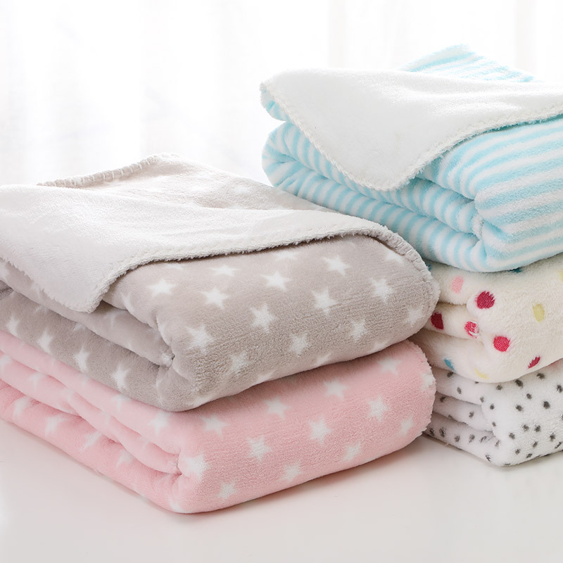 Children's nap blanket, coral fleece and lamb fleece double-layer thickened baby blanket, single person detail image 4
