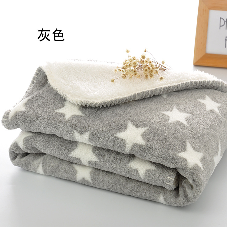 Children's nap blanket, coral fleece and lamb fleece double-layer thickened baby blanket, single person detail image 7
