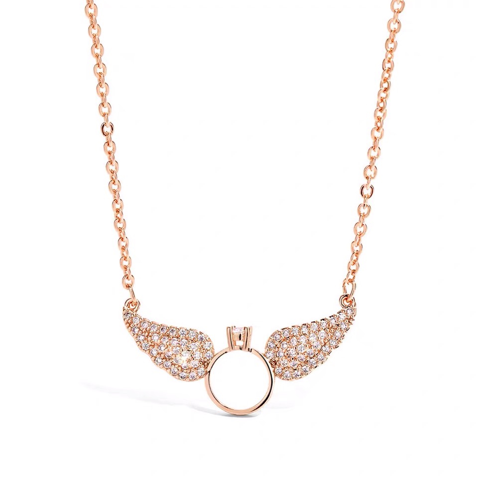 Vintage classic environmental protection color clavicle chain necklace copper micro-inlaid rose gold platinum 2660