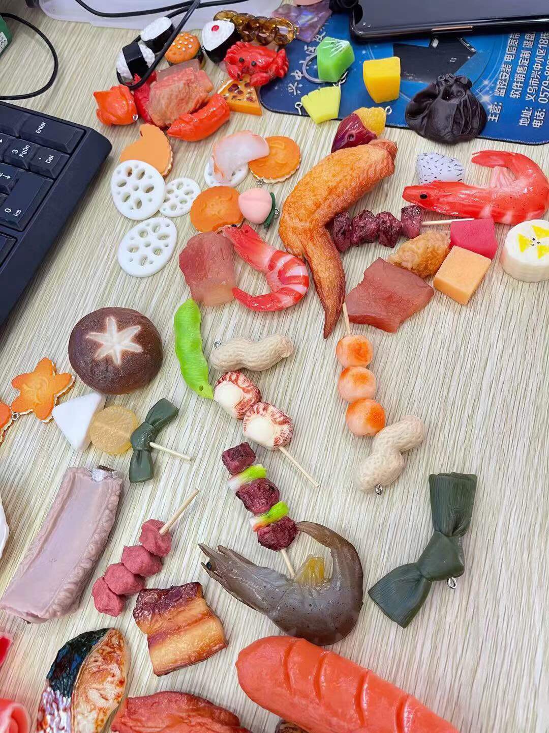Simulated food hair clips, grilled skewers, grilled meat, chicken wings, vegetables, edamame, creative and funny clip headwear detail image 1