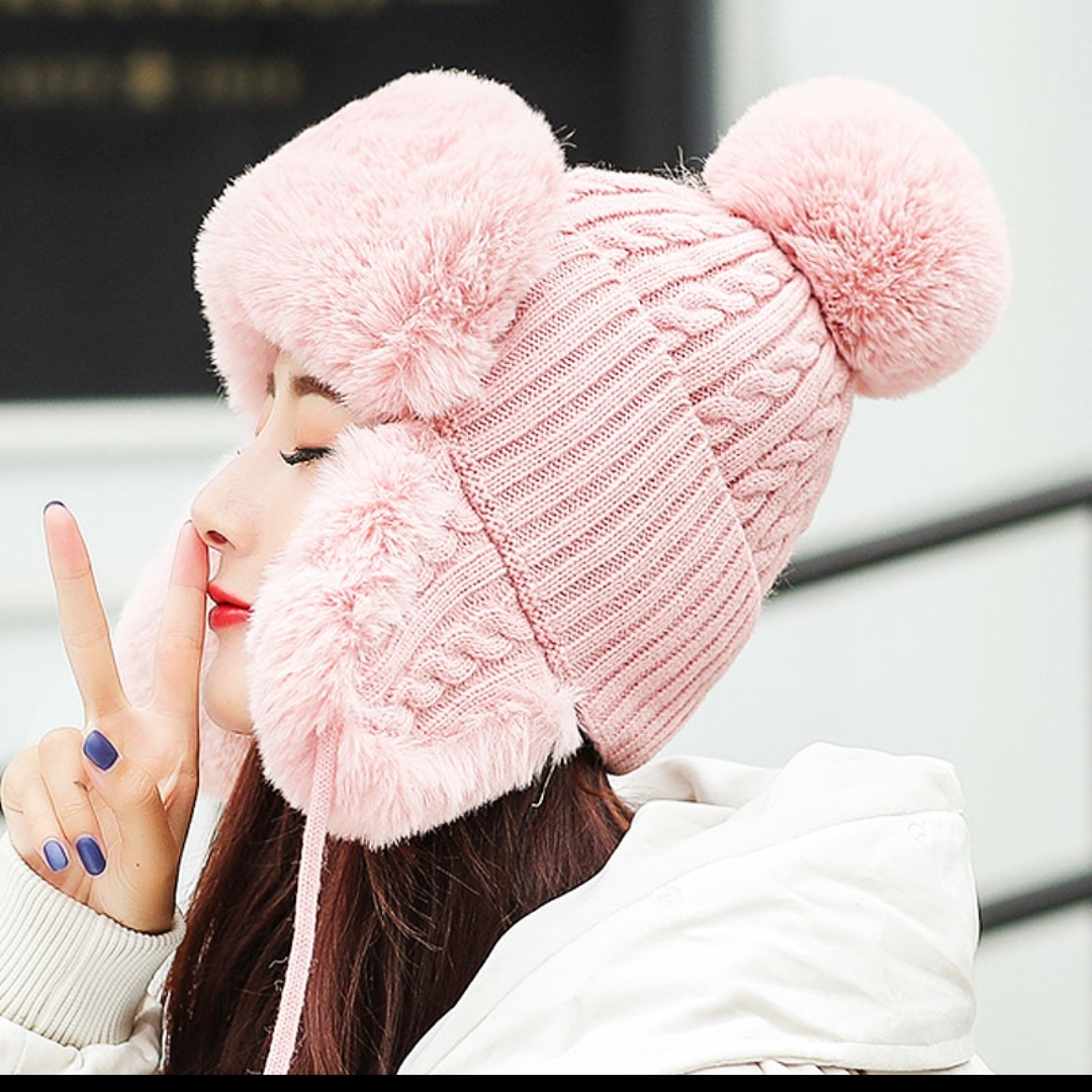Hat woman Autumn and winter Thunder Feng hat windproof warm cotton hat thickened with wool knitted hat wool ear protection Mongolian hat woman 6