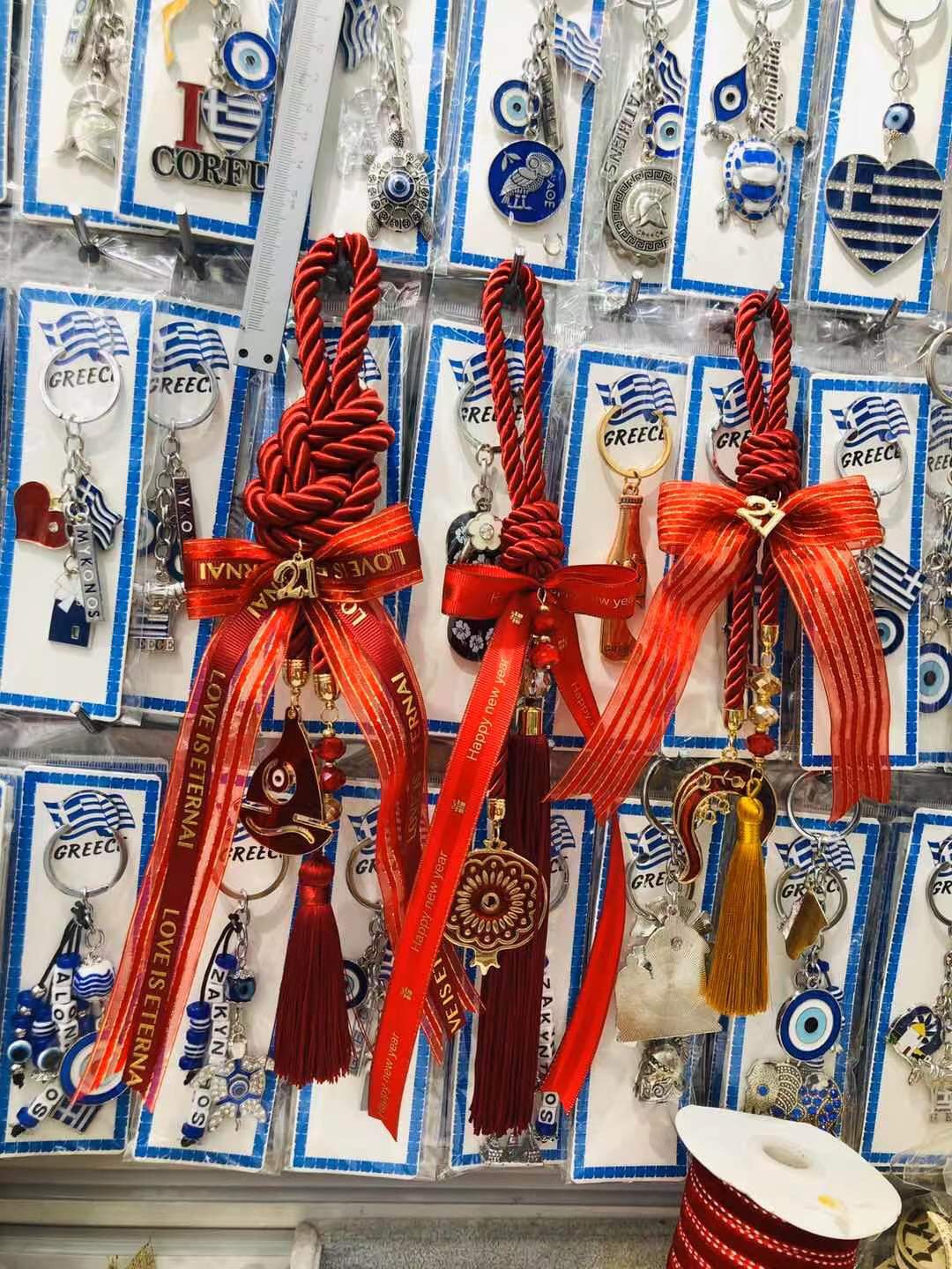 Korean-style fashionable red rope pendant, pendant, bow pendant details Picture
