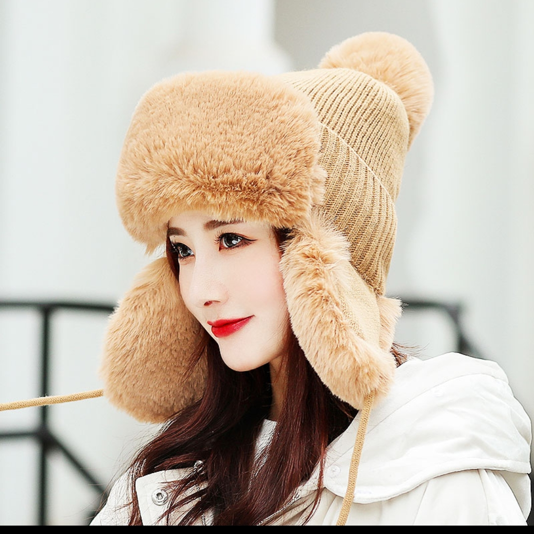 Hat woman Autumn and winter Thunder Feng hat windproof warm cotton hat thickened with wool knitted hat wool ear protection Mongolian hat woman 8