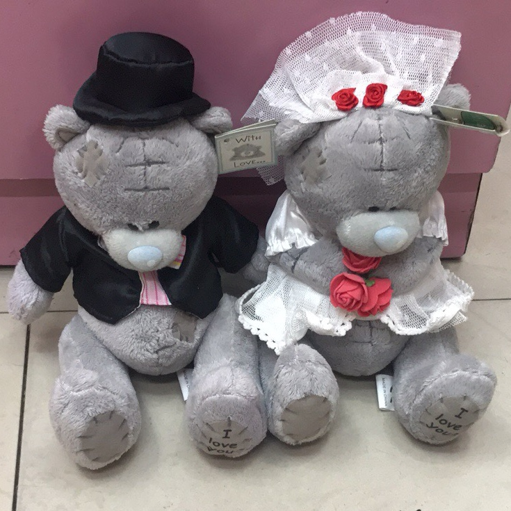 Dreamy plush toys, high-quality plush auspicious figurines, wedding dresses, couple bears, large sizes, factory direct sales