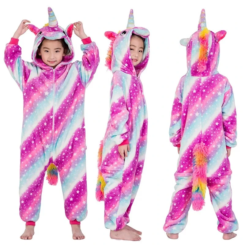 Animal one-piece pajamas for export, flannel cartoon animal parent-child style, thickened coral fleece for men and women, long-sleeved toilet version home wear detail image 19