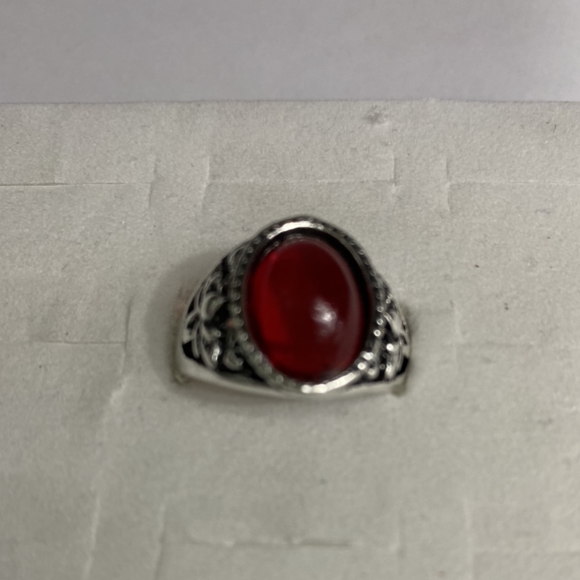 Electric white K color 8x10 inlaid with natural jade popular fashion all-match ring for men and women 14