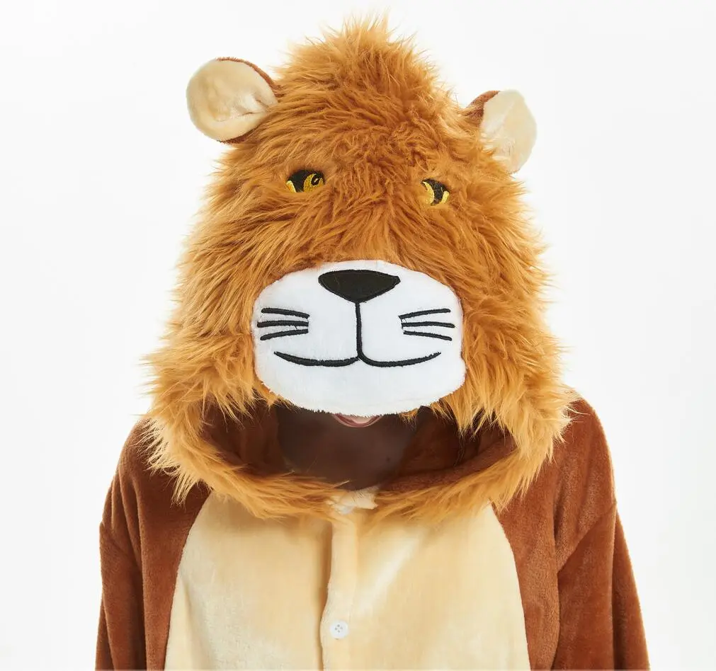 Animal one-piece pajamas for export, flannel cartoon animal parent-child style, thickened coral fleece for men and women, long-sleeved toilet version home wear detail image 13