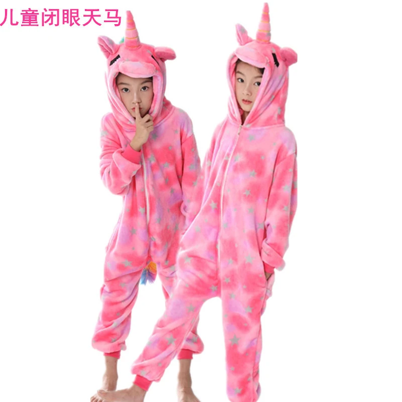 Animal one-piece pajamas for export, flannel cartoon animal parent-child style, thickened coral fleece for men and women, long-sleeved toilet version home wear detail image 14
