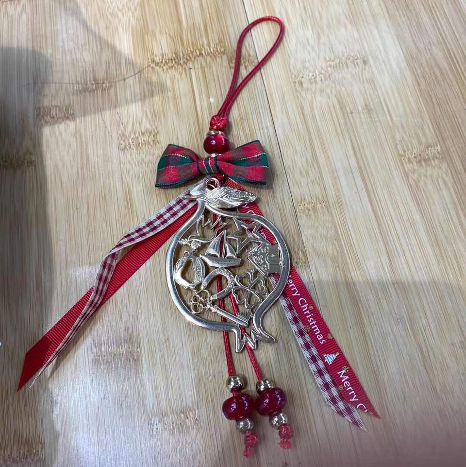 Plaid bow hollowed out pomegranate crafts