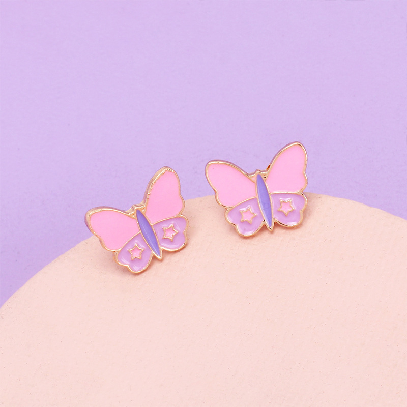 ins influencer's same oil-dripping butterfly earrings, Korean Dongdaemun accessories, cold style, retro, individual and elegant earrings, Fengyu 066 detail image 2