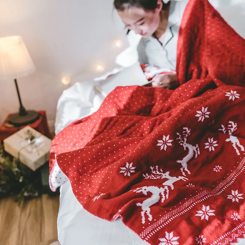 Christmas blanket gifts, new knitted blankets, Little Deer home casual quilts, photography props are exported to the United States detail image 12