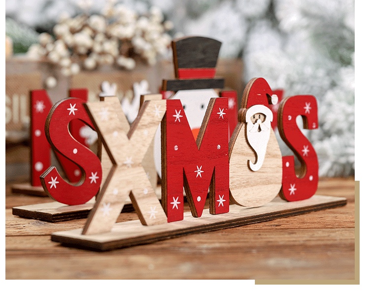 圣诞新款节庆装饰用品木质字母摆件桌面创意印花摆件外贸热销详情图4