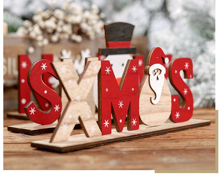 The new Christmas festival decoration items, wooden letter ornaments and creative printed tabletop ornaments, are selling well in foreign trade detail image 4