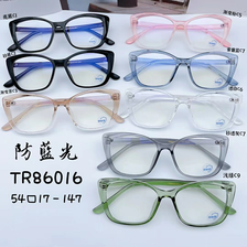 型号：TR86016，猫眼型个性设计风格时尚素颜防蓝光眼镜框己出货