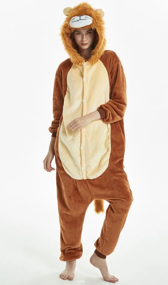 Animal one-piece pajamas for export, flannel cartoon animal parent-child style, thickened coral fleece for men and women, long-sleeved toilet version home wear detail image 10