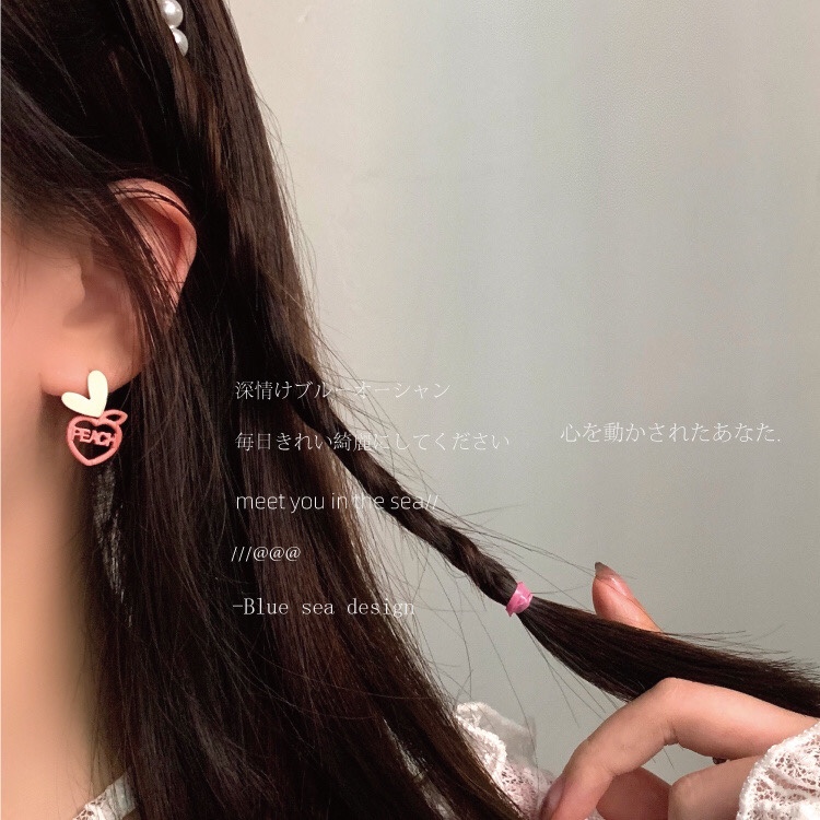South Korea star stud earrings simple cold wind stitching new fashion earrings taste simple in the wind cute sweet small ear holes cute sexy personality sweet bow 🎀 thumbnail