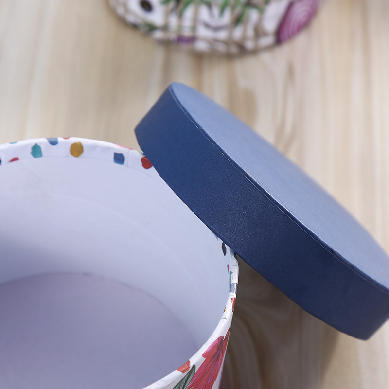 Valentine's Day in-stock hug bucket packaging box, hand-held round marble striped hug bucket, single box can be customized details Picture