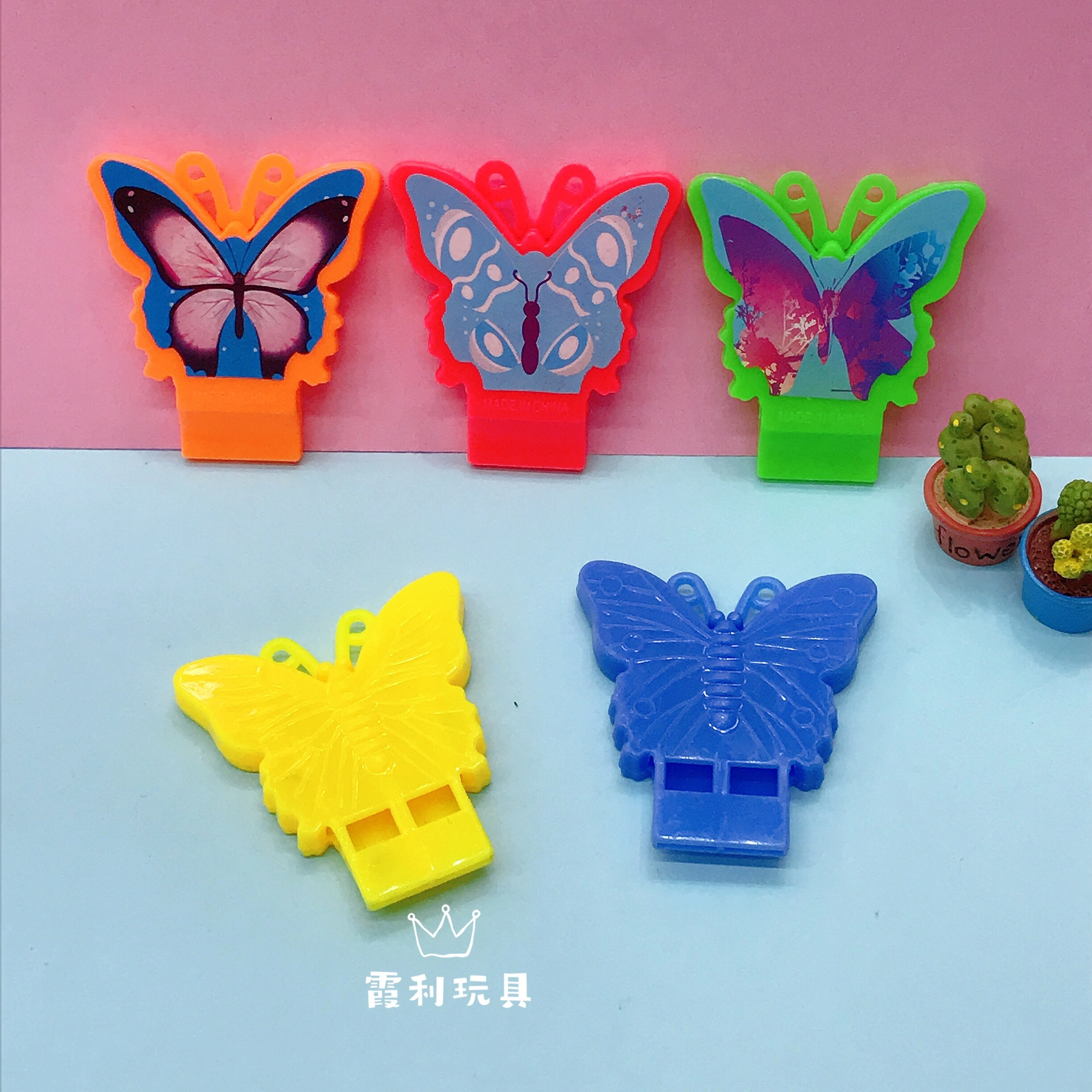 Sticker butterfly whistle Children's plastic toy gift gacha detail image 2