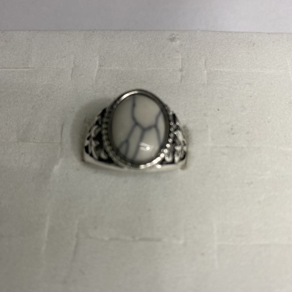 Electric white K color 8x10 inlaid with natural jade popular fashion all-match ring for men and women 13