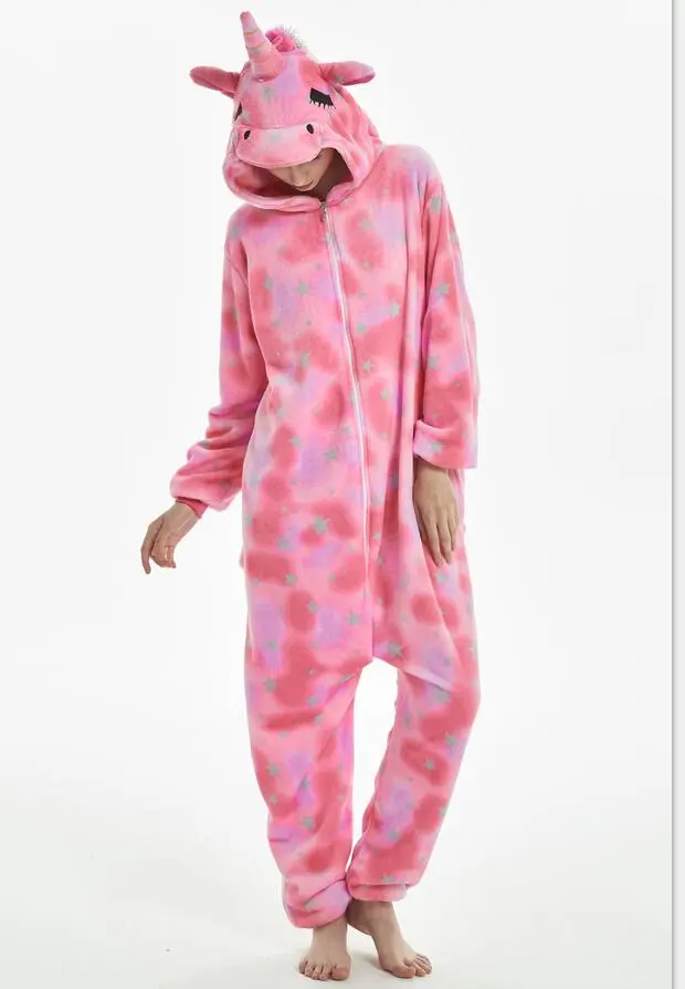 Animal one-piece pajamas for export, flannel cartoon animal parent-child style, thickened coral fleece for men and women, long-sleeved toilet version home wear detail image 2