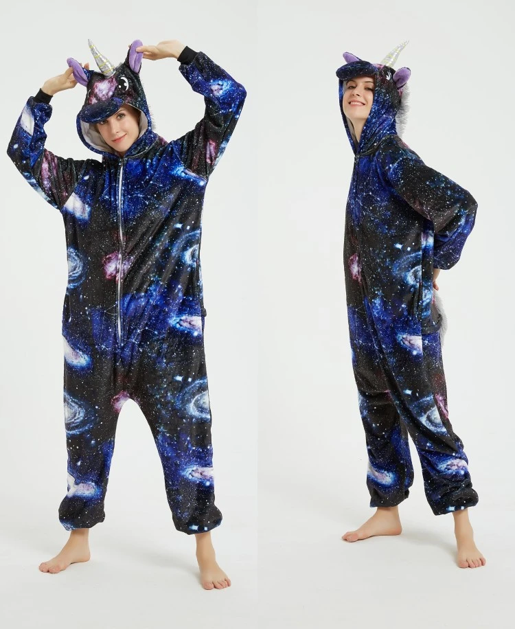 Triceratops animal one-piece pajamas for export, flannel cartoon animal parent-child style, thickened coral fleece for men and women, long-sleeved toilet version home wear detail image 9