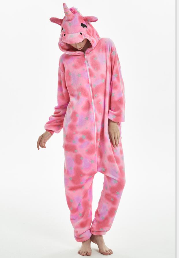 Animal one-piece pajamas for export, flannel cartoon animal parent-child style, thickened coral fleece for men and women, long-sleeved toilet version home wear Item Picture