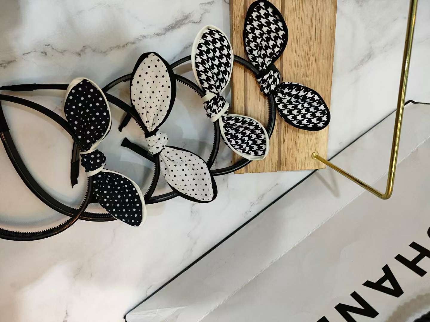 新款点子兔耳朵发箍蝴蝶结饰品发夹可爱头饰详情图1