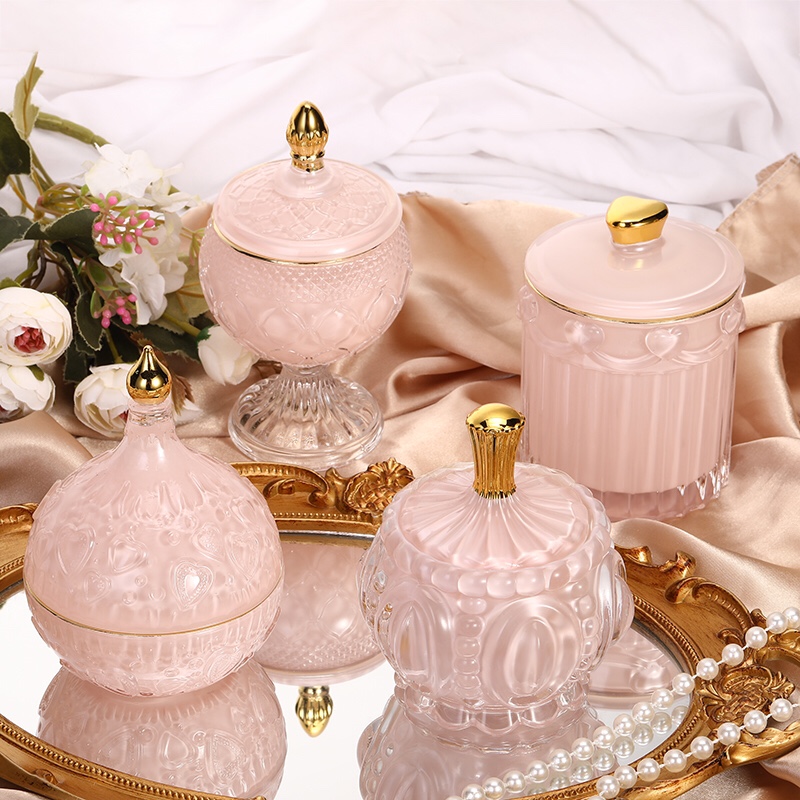 Nordic windglass candy jar with lid Household storage jar with hand gift 8648