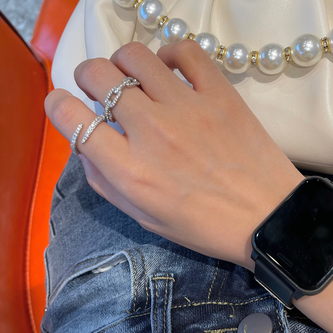 The shopkeeper angrily pushed! Temperament absolute chain ring female niche design exquisite personality fashion open index finger ring