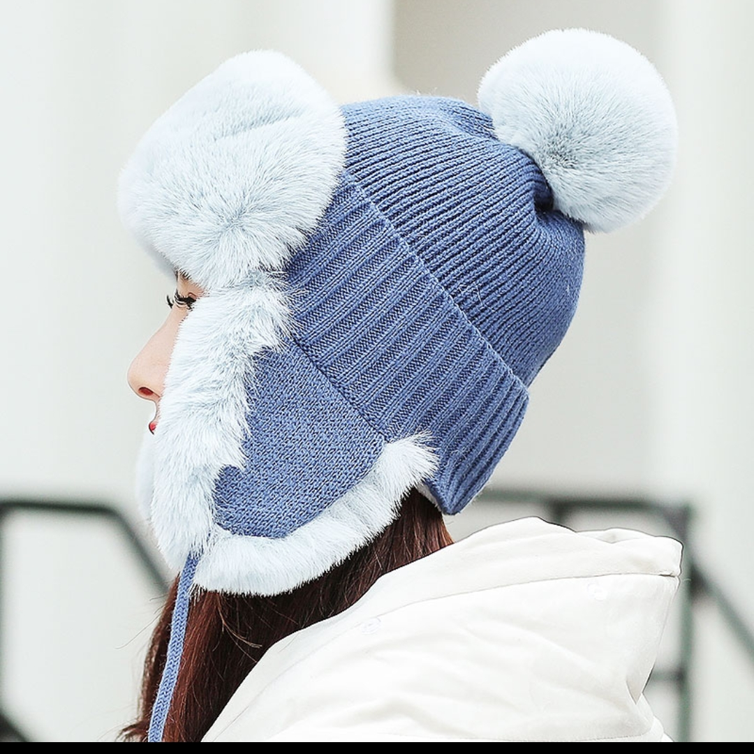 Hat woman Autumn and winter Thunder Feng hat windproof warm cotton hat thickened with wool knitted hat wool ear protection Mongolian hat woman 9