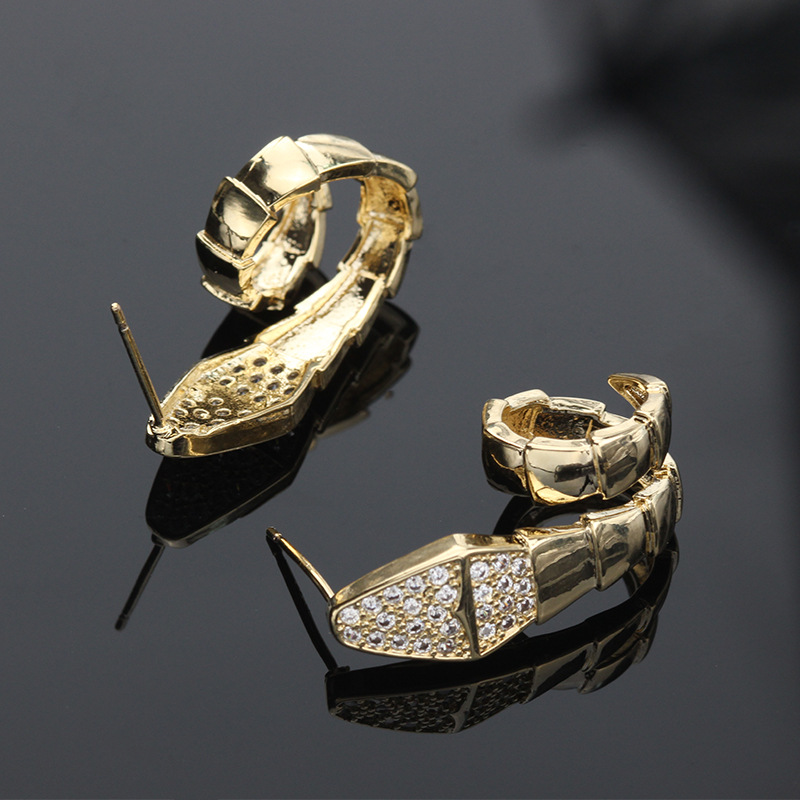 South Korea small design sense snake earrings plated 18K real gold color long earrings S925 silver needle stud jewelry wholesale