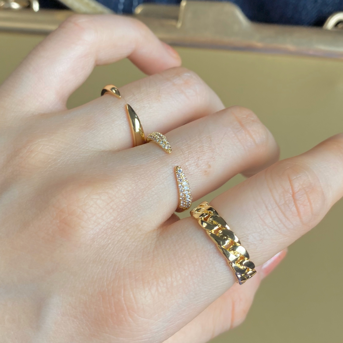 Original open ring female niche design chain vegan circle fashion personality light luxury autumn and winter index finger ring female
