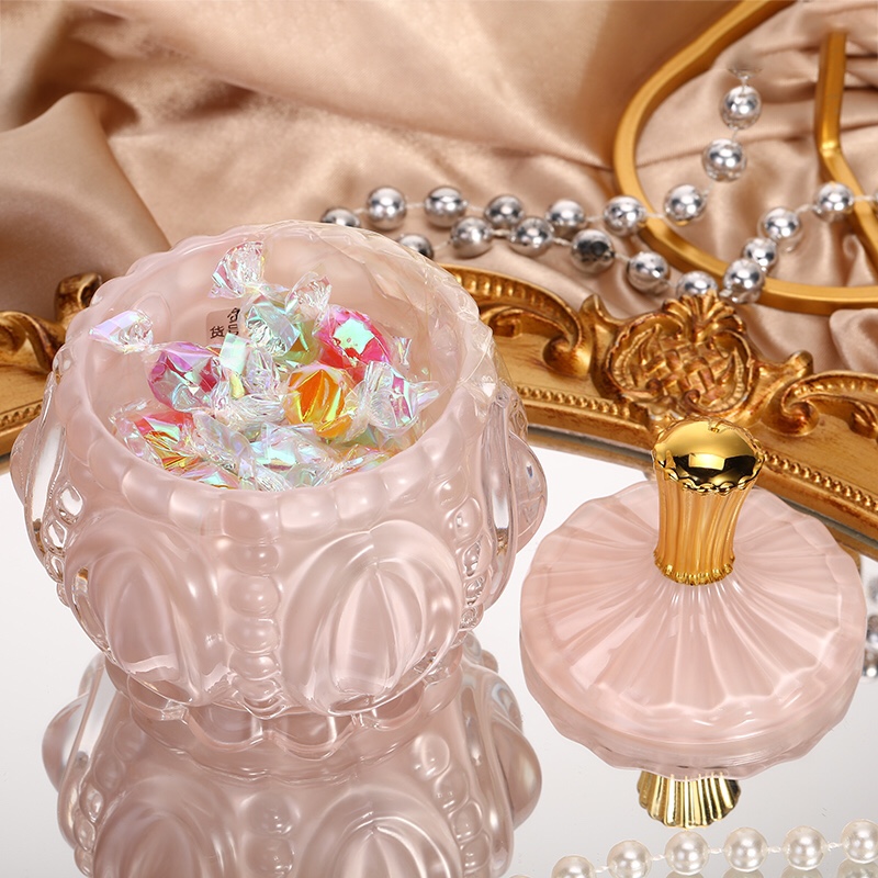 Nordic windglass with lid candy jar Household storage jar Jewelry jar with hand gift 8955