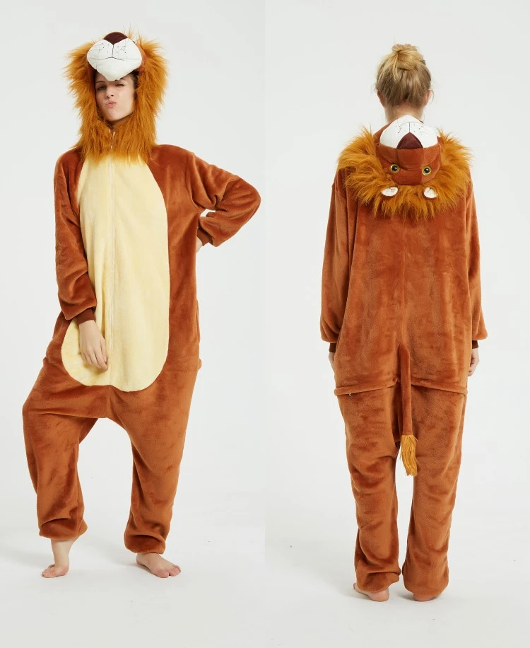 Triceratops animal one-piece pajamas for export, flannel cartoon animal parent-child style, thickened coral fleece for men and women, long-sleeved toilet version home wear detail image 6