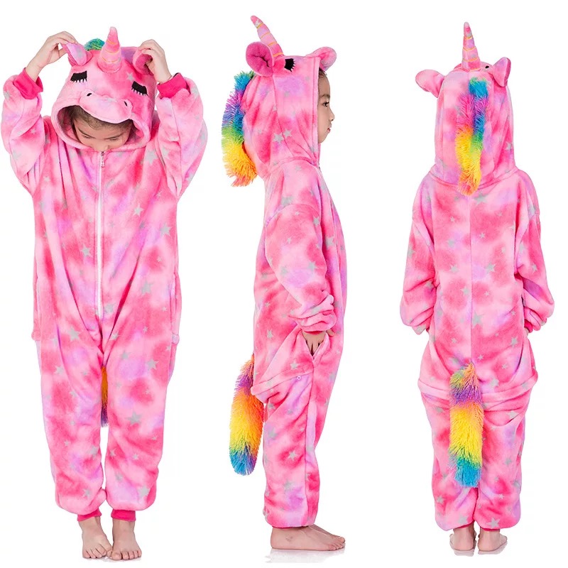 Animal one-piece pajamas for export, flannel cartoon animal parent-child style, thickened coral fleece for men and women, long-sleeved toilet version home wear detail image 15