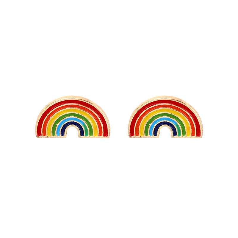 ins Cute and sweet girl heart Oil Drop Rainbow Earrings, a new cross-border product from Dongdaemun, South Korea, colorful and elegant earrings, Fengyu 067 detail image 4
