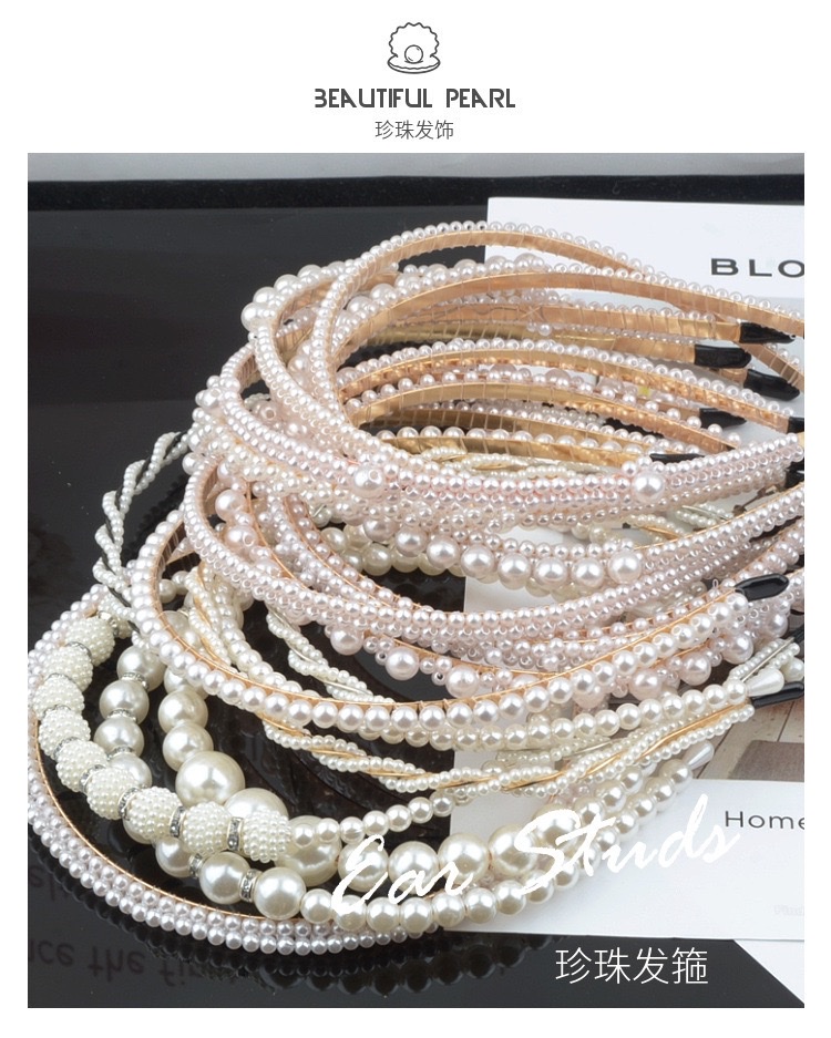 珍珠发箍新娘发饰手工编织珍珠打结麻花蝴蝶结皇冠头箍女头饰批发3皓轩饰品发饰发箍2详情13