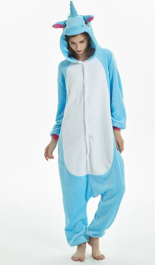 Animal one-piece pajamas for export, flannel cartoon animal parent-child style, thickened coral fleece for men and women, long-sleeved toilet version home wear detail image 3