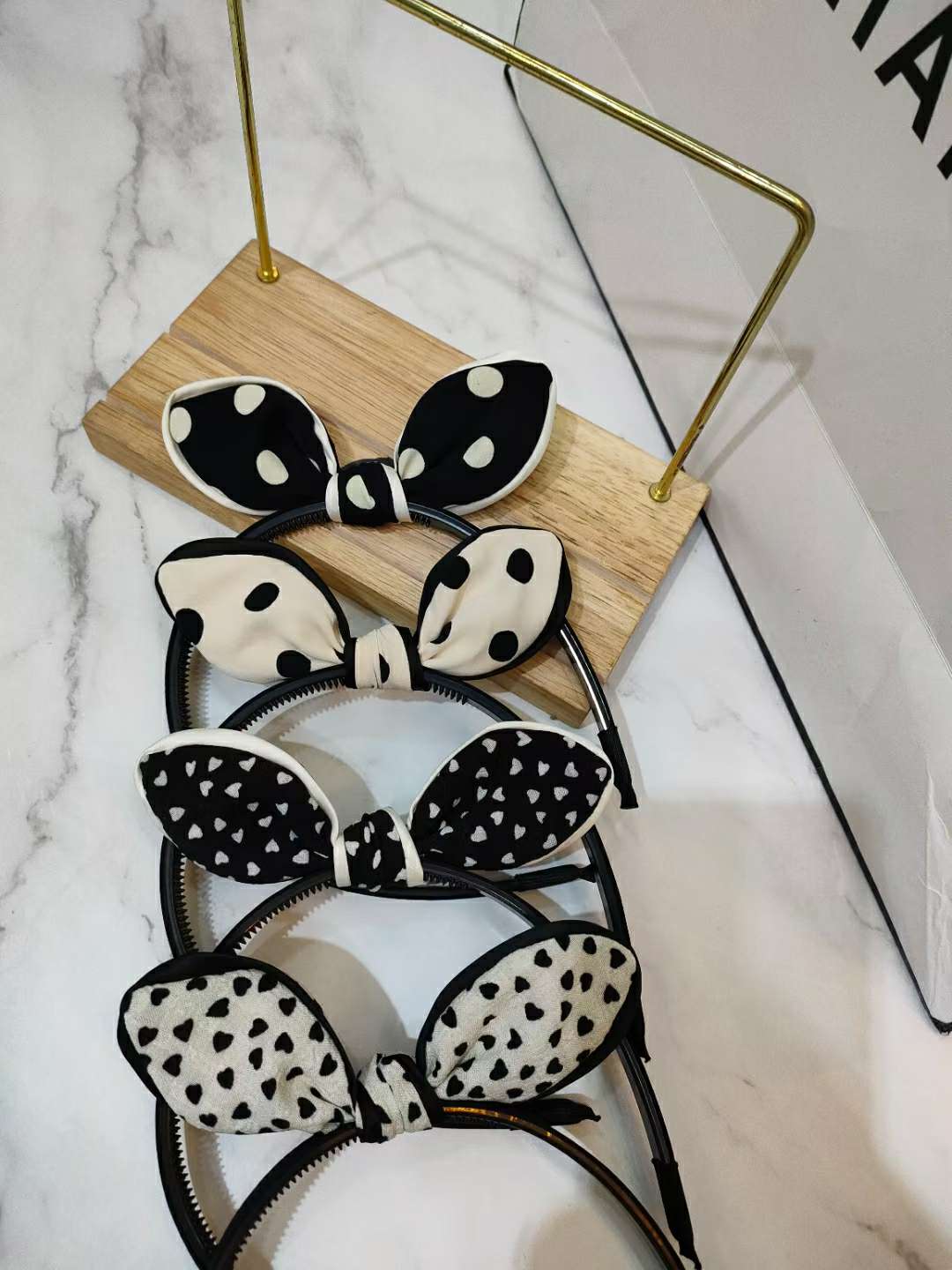 新款爱心兔耳朵发箍蝴兔蝶结饰品发夹可爱头饰详情图1