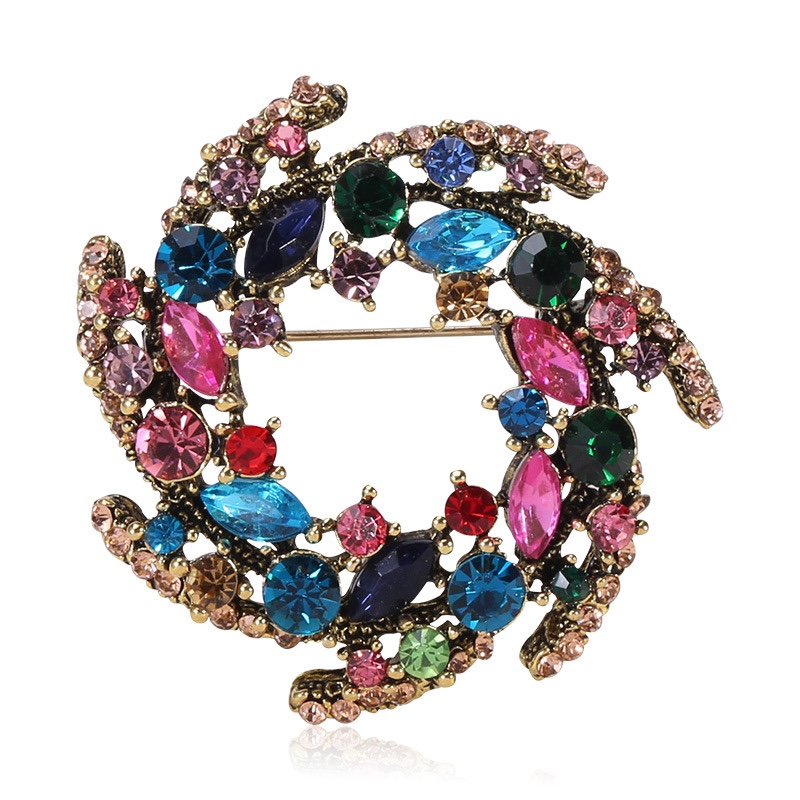 Fashion Korean alloy diamond set acrylic wreath brooch high-grade dress corsage pin