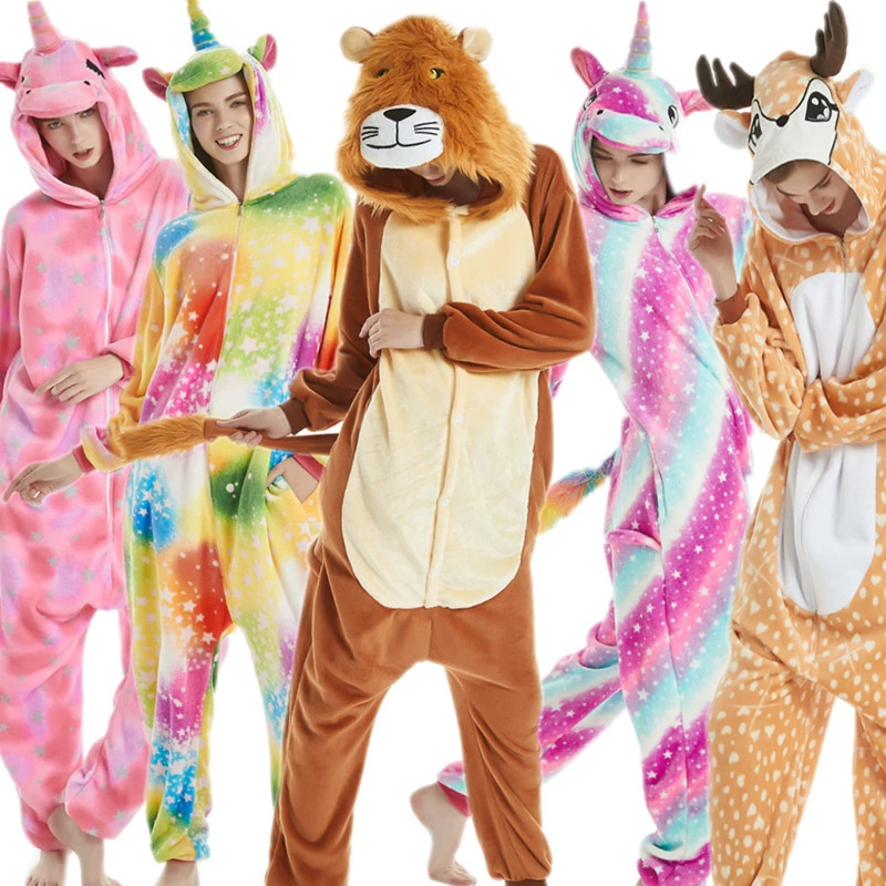 Triceratops animal one-piece pajamas for export, flannel cartoon animal parent-child style, thickened coral fleece for men and women, long-sleeved toilet version home wear detail image 18