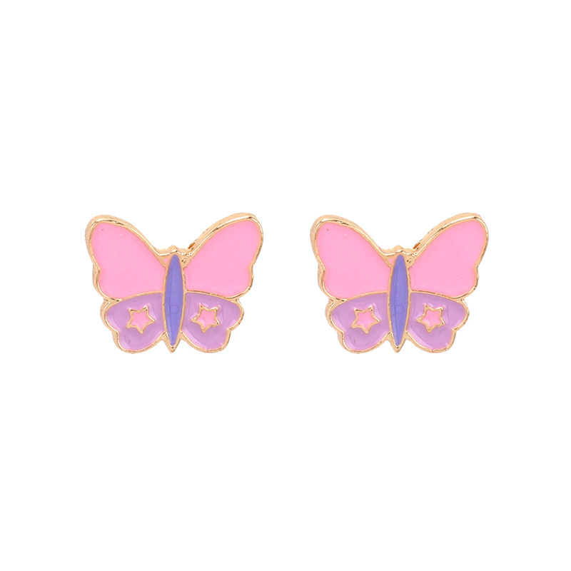 ins influencer's same oil-dripping butterfly earrings, Korean Dongdaemun accessories, cold style, retro, individual and elegant earrings, Fengyu 066 detail image 5
