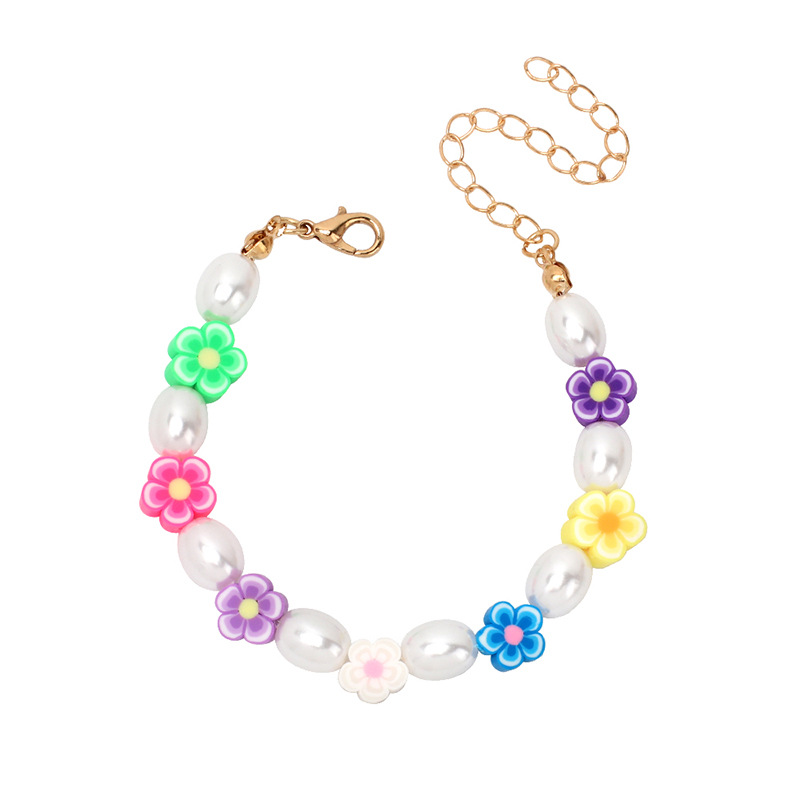 欧美跨境新品配饰花朵珍珠项链手链组合 ins网红夏日choker锁骨链 欧美跨境新品配饰花朵珍珠项链手链组合 ins网红详情图1