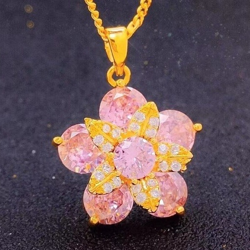 Pink rotating zircon pendant