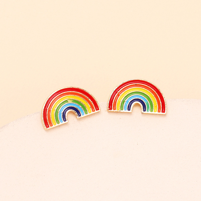 ins Cute and sweet girl heart Oil Drop Rainbow Earrings, a new cross-border product from Dongdaemun, South Korea, colorful and elegant earrings, Fengyu 067 detail image 3