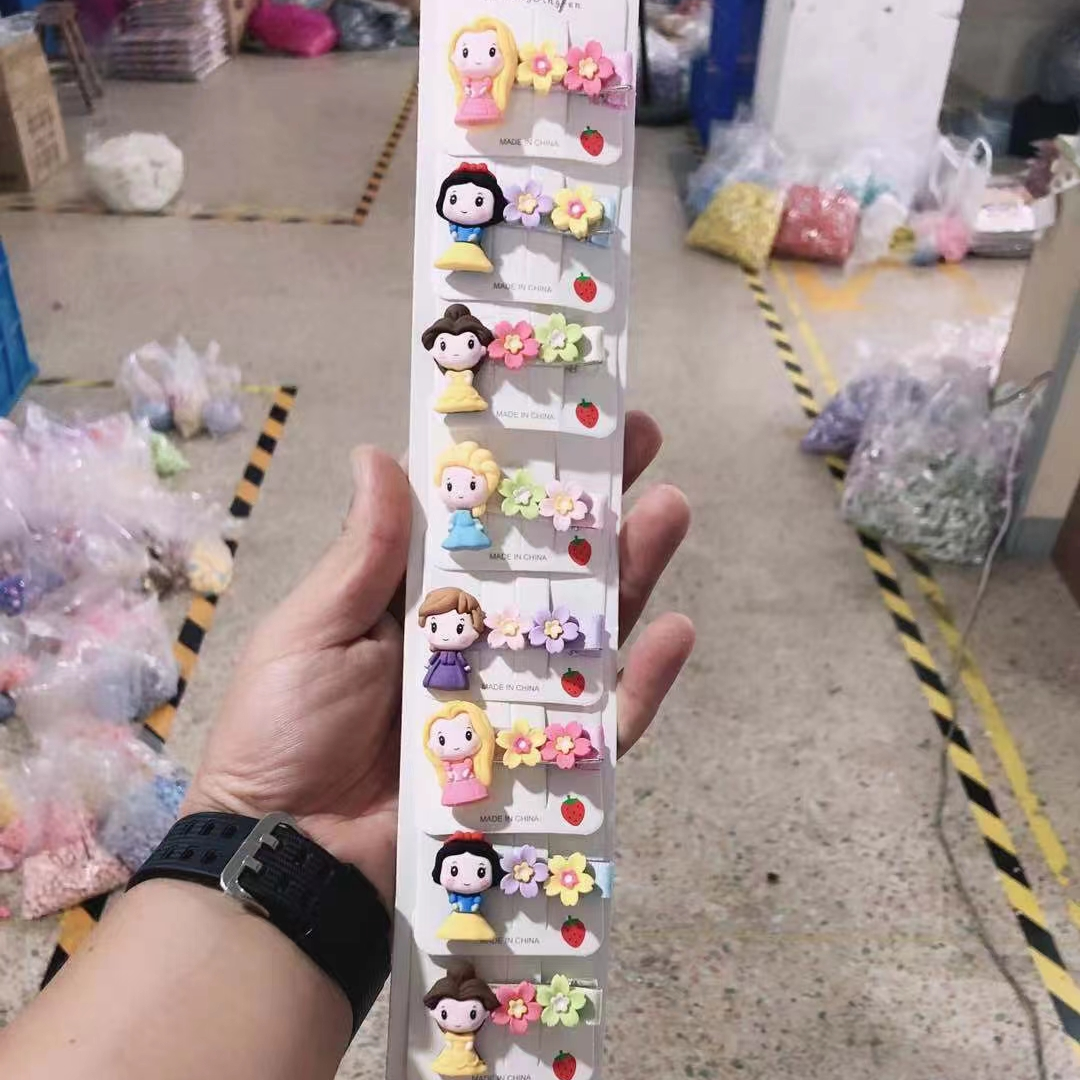 Flower shadow colorful children's headwear time can love little girls new network red Korean version hair tie rubber band duck clip clip cartoon fruit resin clip 027 thumbnail