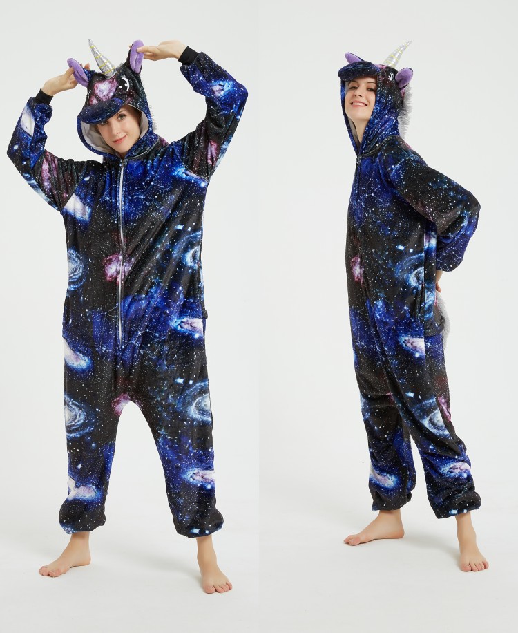 Triceratops animal one-piece pajamas for export, flannel cartoon animal parent-child style, thickened coral fleece for men and women, long-sleeved toilet version home wear detail image 19