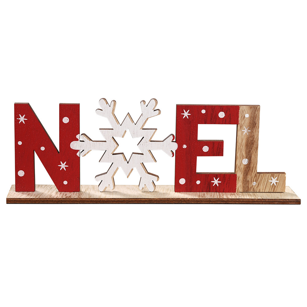 圣诞新款节庆装饰用品木质字母摆件桌面创意印花摆件外贸热销产品图