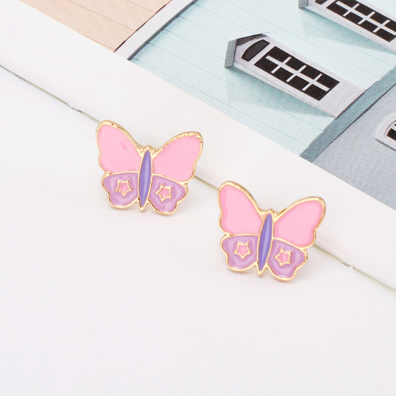 ins influencer's same oil-dripping butterfly earrings, Korean Dongdaemun accessories, cold style, retro, individual and elegant earrings, Fengyu 066 detail image 4