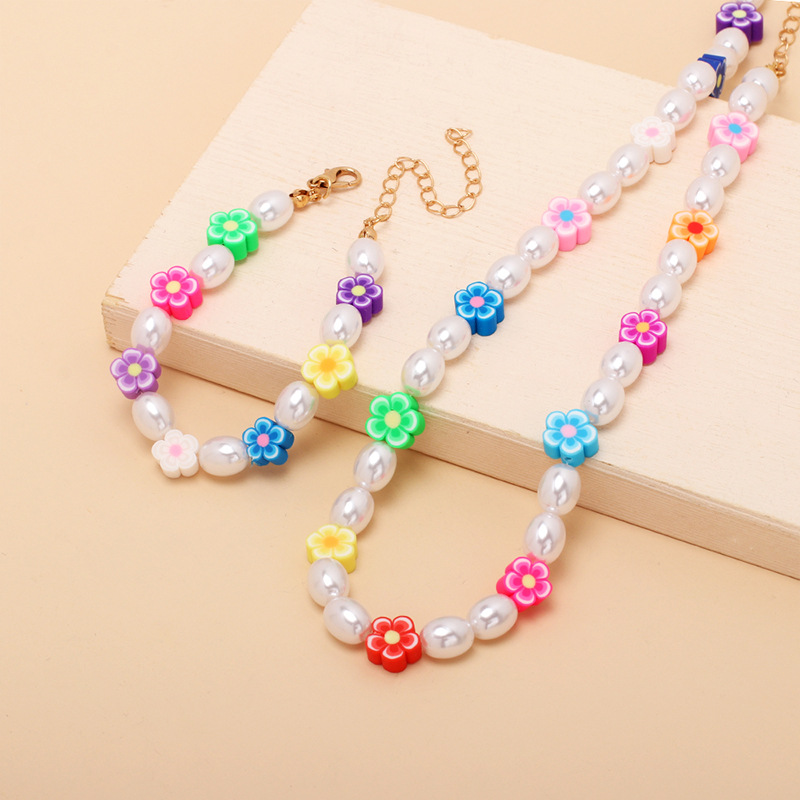 欧美跨境新品配饰花朵珍珠项链手链组合 ins网红夏日choker锁骨链 欧美跨境新品配饰花朵珍珠项链手链组合 ins网红详情图3